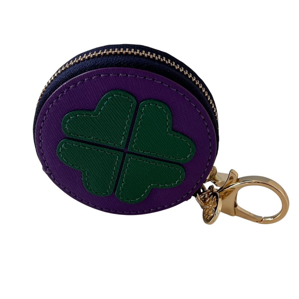 NWOT Tory Burch Horseshoe Clover Kerrington Round Zip Coin Case/Key Fob/BagCharm - Picture 4 of 9
